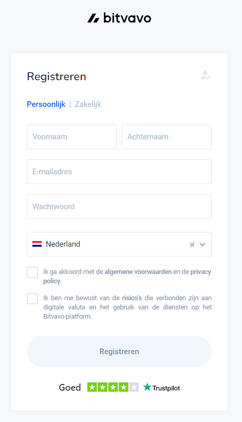 Account aanmaken Bitvavo