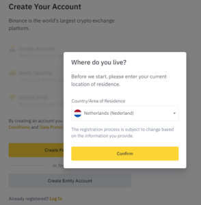 Binance account aanmaken