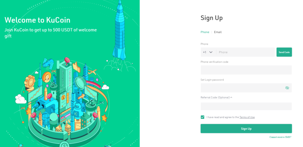 Account aanmaken KuCoin