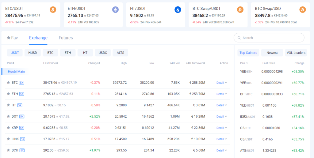 crypto trading Huobi